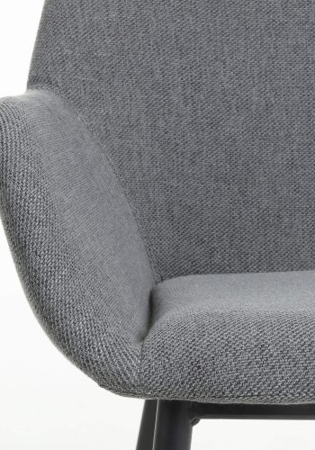 KAVE HOME Koon lenestol - mrk gr/svart stoff/metall, med armlener