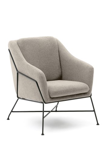 KAVE HOME Brida lenestol, med armlener - beige stoff og sort stl