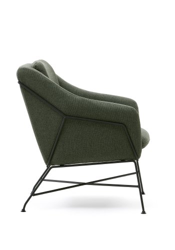 KAVE HOME Brida lenestol, med armlener - grnt stoff og sort stl
