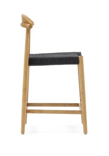 KAVE HOME Nina barkrakk, med ryggsttte og fotsttte - svart tau og naturlig akasietre (H:62)