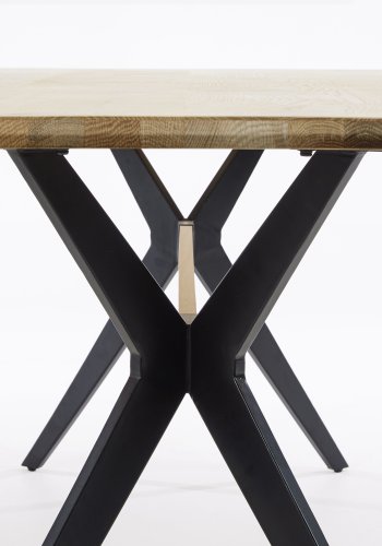 KAVE HOME Ametyst spisebord, rektangulrt - hvitkalket eikefiner og sort stl (160x90)