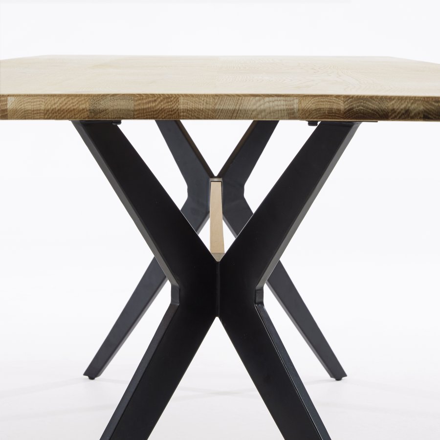 KAVE HOME Ametyst spisebord, rektangulrt - hvitkalket eikefiner og sort stl (160x90)