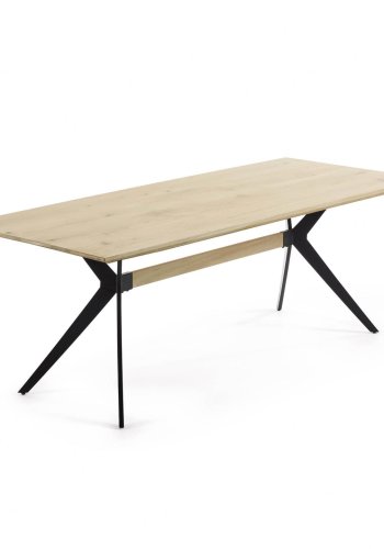 KAVE HOME Ametyst spisebord, rektangulrt - hvitkalket eikefiner og sort stl (160x90)