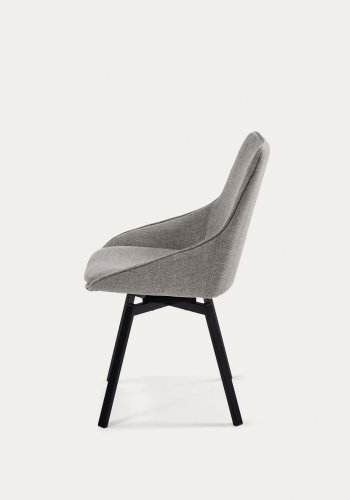 KAVE HOME Haston spisestol med armlener - grtt stoff og metall med kryssfiner