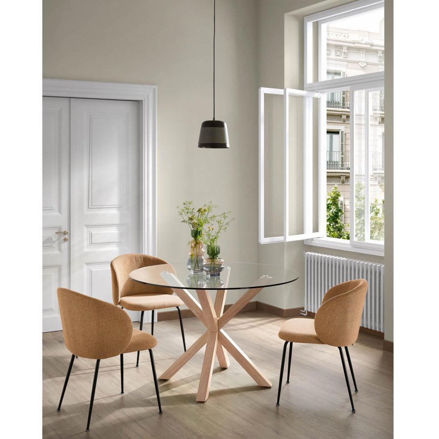 KAVE HOME Minna spisestol - sennepsgult stoff og metall