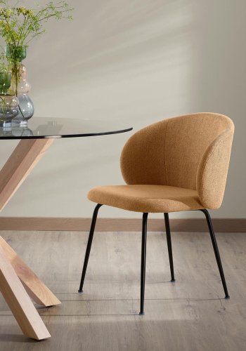 KAVE HOME Minna spisestol - sennepsgult stoff og metall