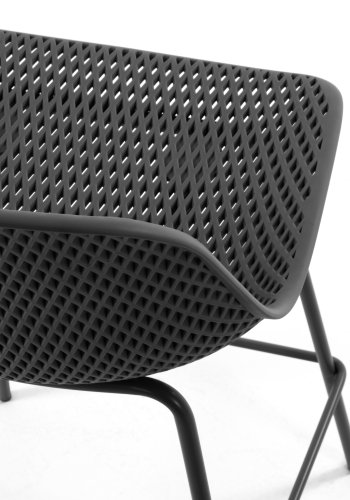 KAVE HOME Quinby udendrs barstol, m. rygln og fodsttte - gr polypropylen og stl