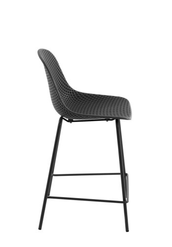 KAVE HOME Quinby udendrs barstol, m. rygln og fodsttte - gr polypropylen og stl