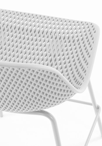 KAVE HOME Quinby utendrs barkrakk, med ryggsttte og fotsttte - hvit polypropylen og stl