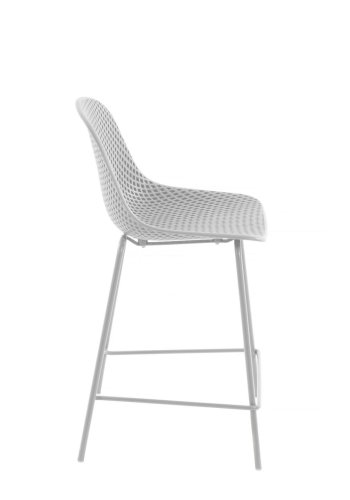 KAVE HOME Quinby utendrs barkrakk, med ryggsttte og fotsttte - hvit polypropylen og stl