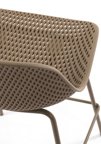 KAVE HOME Quinby udendrs barstol, m. rygln og fodsttte - beige polypropylen og stl