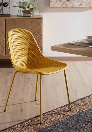 KAVE HOME Quinby spisestol - gul plast og metal