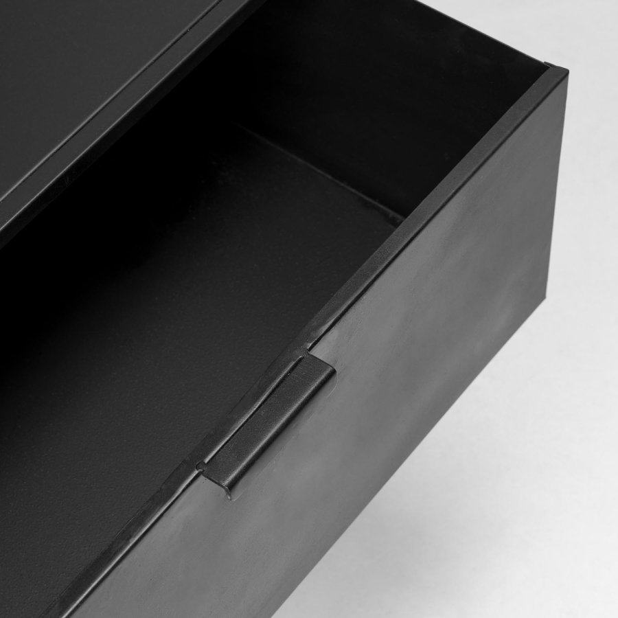 KAVE HOME Shantay bokhylle, med skuff - svart stl (H:168cm x80cm x 31cm)