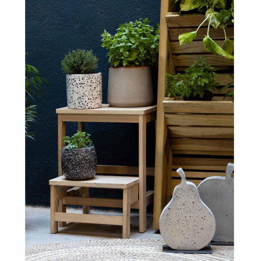 KAVE HOME rektangulr Nell fotskammel med trinn - naturlig bjrketre