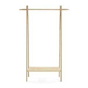 KAVE HOME Natane tjstativ, m. hylde - natur rattan og egetr