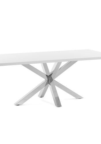 KAVE HOME Argo bord 160 cm hvite melaminben i rustfritt stl