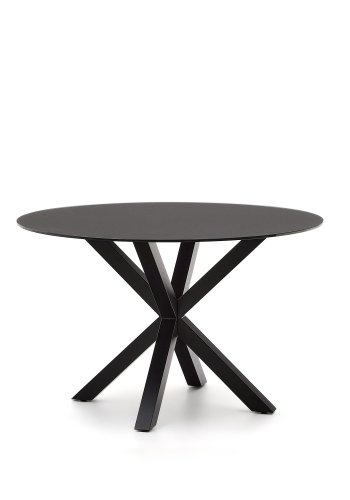 KAVE HOME Argo salongbord, rundt - svart glass og sort stl (120)