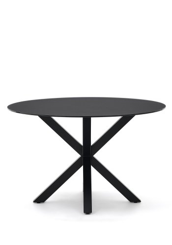 KAVE HOME Argo salongbord, rundt - svart glass og sort stl (120)