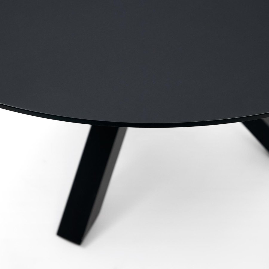 KAVE HOME Argo spisebord, rundt - svart glass og sort stl (150)