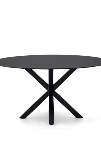 KAVE HOME Argo spisebord, rundt - svart glass og sort stl (150)