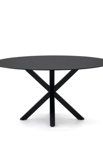KAVE HOME Argo spisebord, rundt - svart glass og sort stl (150)