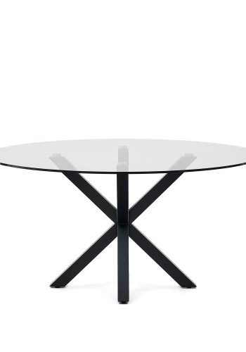 KAVE HOME Argo spisebord, rundt - klart glass og sort stl (150)