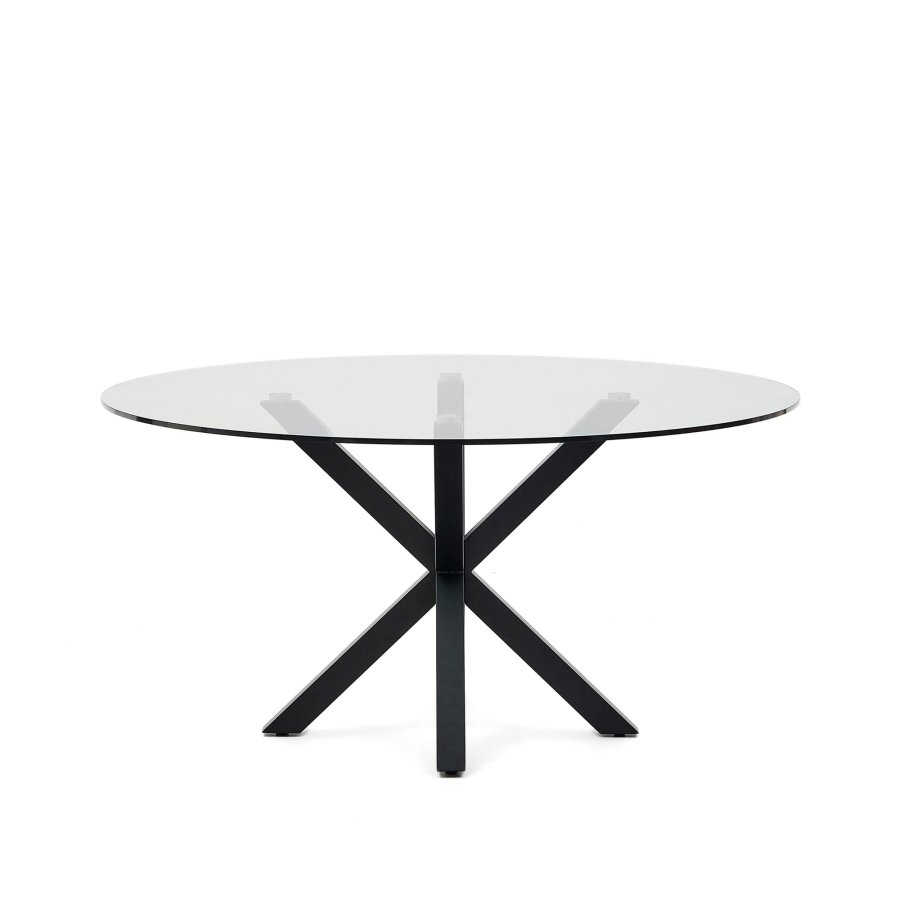 KAVE HOME Argo spisebord, rundt - klart glass og sort stl (150)