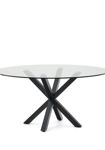 KAVE HOME Argo spisebord, rundt - klart glass og sort stl (150)