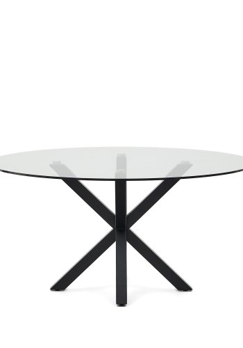 KAVE HOME Argo spisebord, rundt - klart glass og sort stl (150)