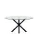 KAVE HOME Argo spisebord, rundt - klart glass og sort stl (150)