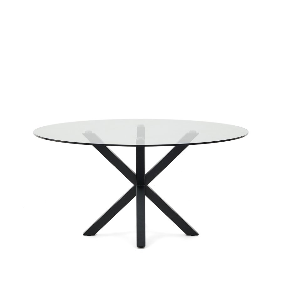 KAVE HOME Argo spisebord, rundt - klart glass og sort stl (150)