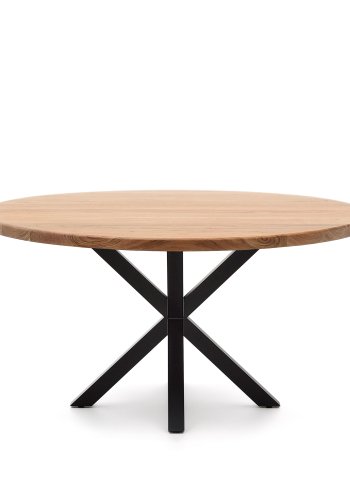 KAVE HOME Rundt bord Argo i heltre akasie og stlben med sort finish 150 cm