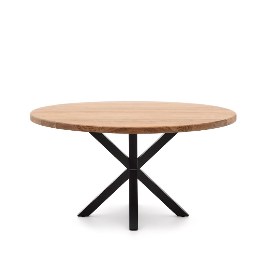 KAVE HOME Rundt bord Argo i heltre akasie og stlben med sort finish 150 cm
