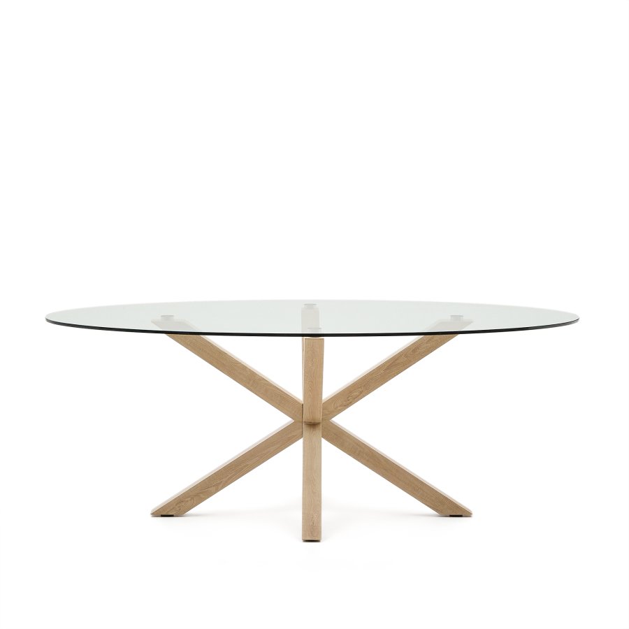 KAVE HOME Argo ovalt bord med glass- og trelignende stlben 200 x 100 cm