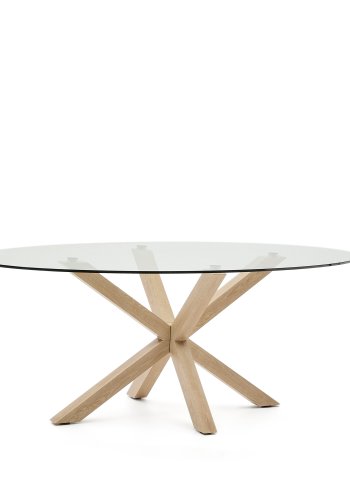 KAVE HOME Argo ovalt bord med glass- og trelignende stlben 200 x 100 cm