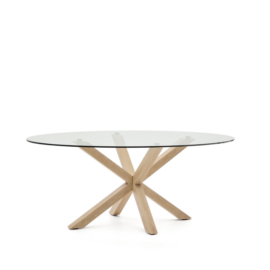 KAVE HOME Argo ovalt bord med glass- og trelignende stlben 200 x 100 cm