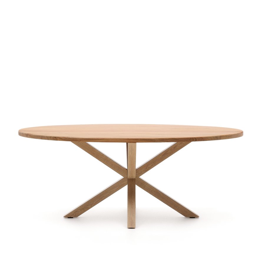 KAVE HOME Argo ovalt bord i heltre akasie og stlben med treeffekt 200 100 cm