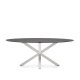 KAVE HOME Argo ovalt bord i matt svart glass og stlben med hvit finish 200 x 100 cm