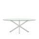 KAVE HOME Argo ovalt bord i glass og stlben med hvit utfrelse 200 x 100 cm