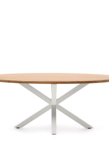 KAVE HOME Argo ovalt bord i heltre akasie og stlben med hvit finish 200 x 100 cm
