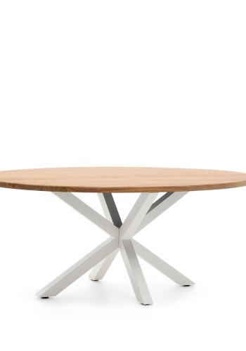 KAVE HOME Argo ovalt bord i heltre akasie og stlben med hvit finish 200 x 100 cm