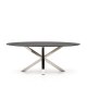 KAVE HOME Argo ovalt bord i matt svart glass og ben i rustfritt stl 200 x 100 cm