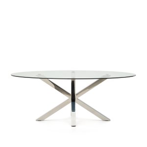KAVE HOME Argo spisebord, oval - klar glas og rustfri stl (200x100)