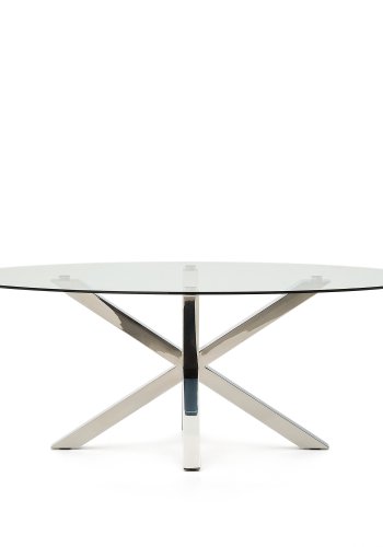 KAVE HOME Argo ovalt bord i glass og ben i rustfritt stl 200 x 100 cm