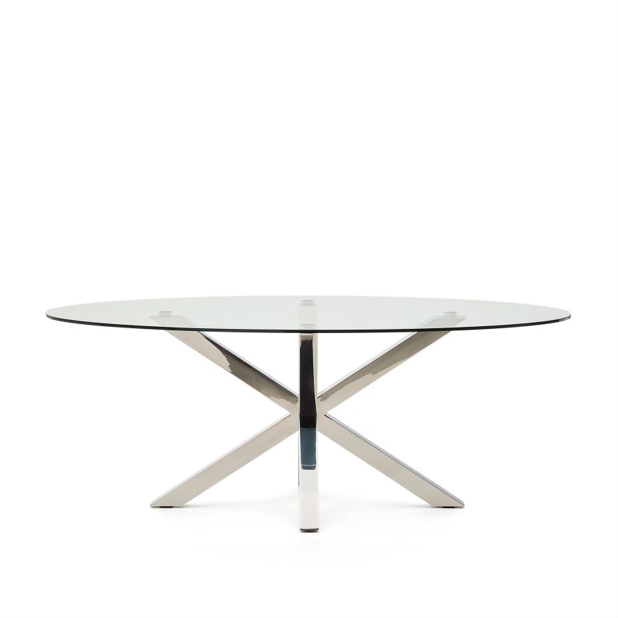 KAVE HOME Argo ovalt bord i glass og ben i rustfritt stl 200 x 100 cm