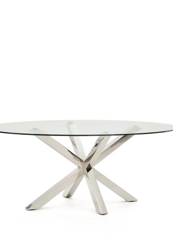 KAVE HOME Argo ovalt bord i glass og ben i rustfritt stl 200 x 100 cm