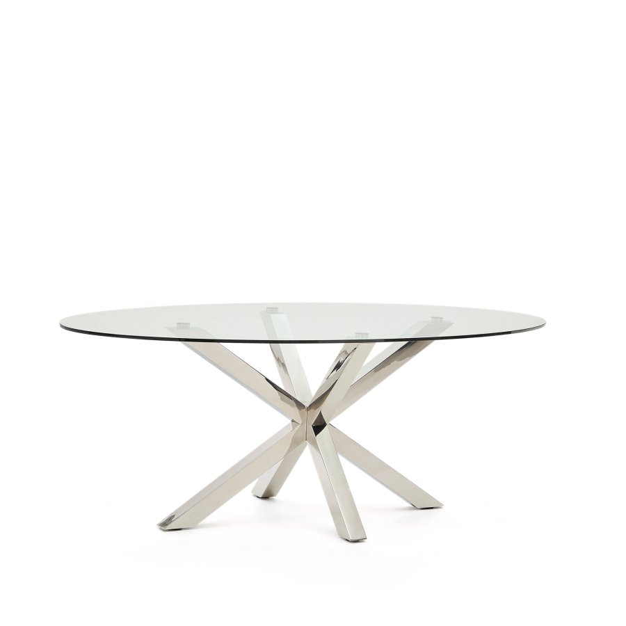 KAVE HOME Argo ovalt bord i glass og ben i rustfritt stl 200 x 100 cm