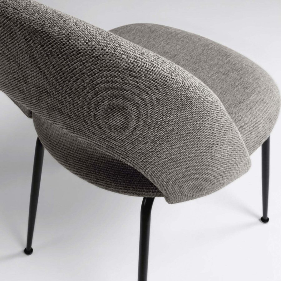 KAVE HOME Mahalia spisebordsstol, uten armlener - lysegrtt stoff og svart stl