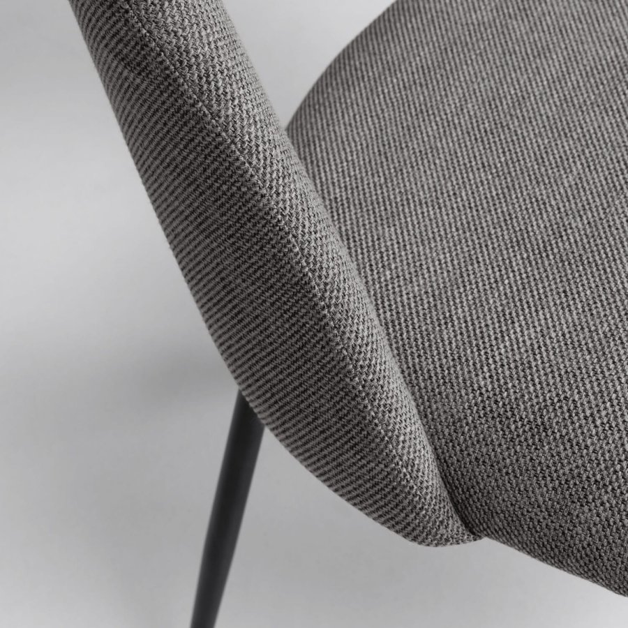 KAVE HOME Mahalia spisebordsstol, uten armlener - mrkegrtt stoff og svart stl