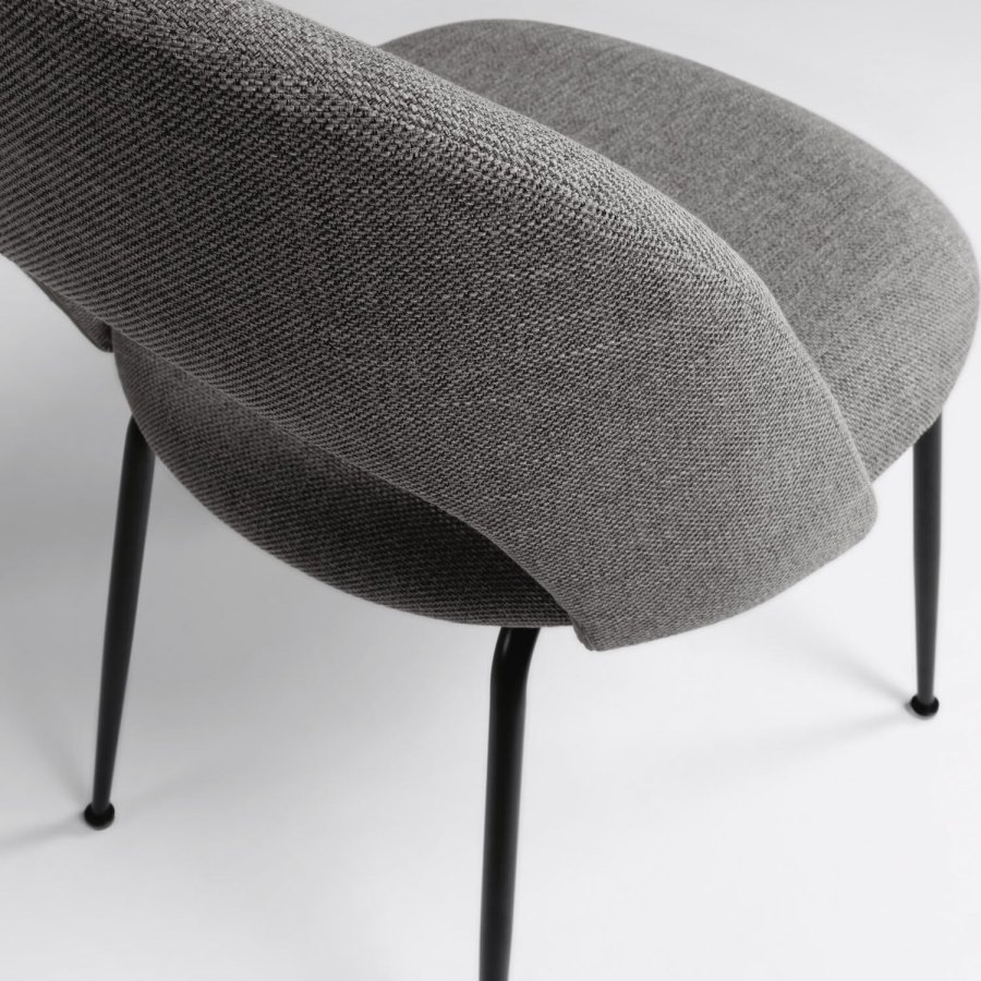 KAVE HOME Mahalia spisebordsstol, uten armlener - mrkegrtt stoff og svart stl